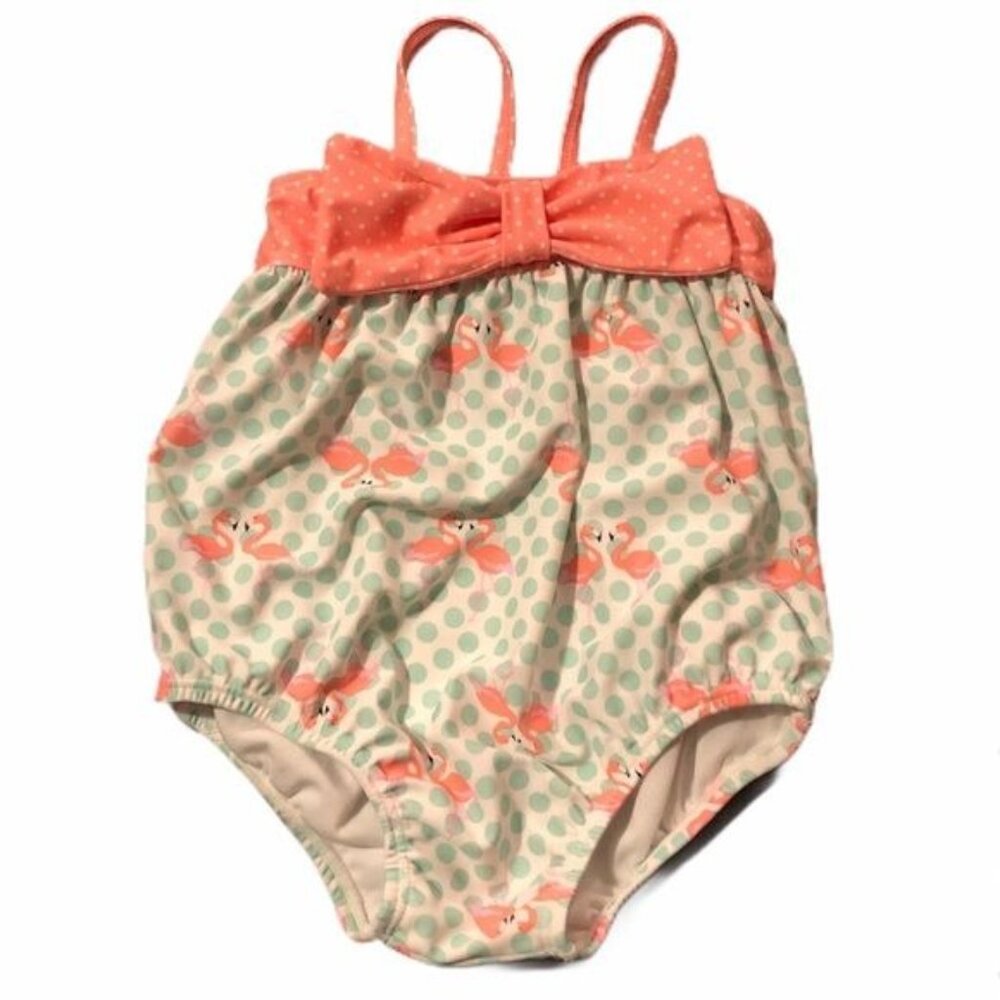 Baby Girls Flamingo Print One Piece Swimsuit Size 6-9M